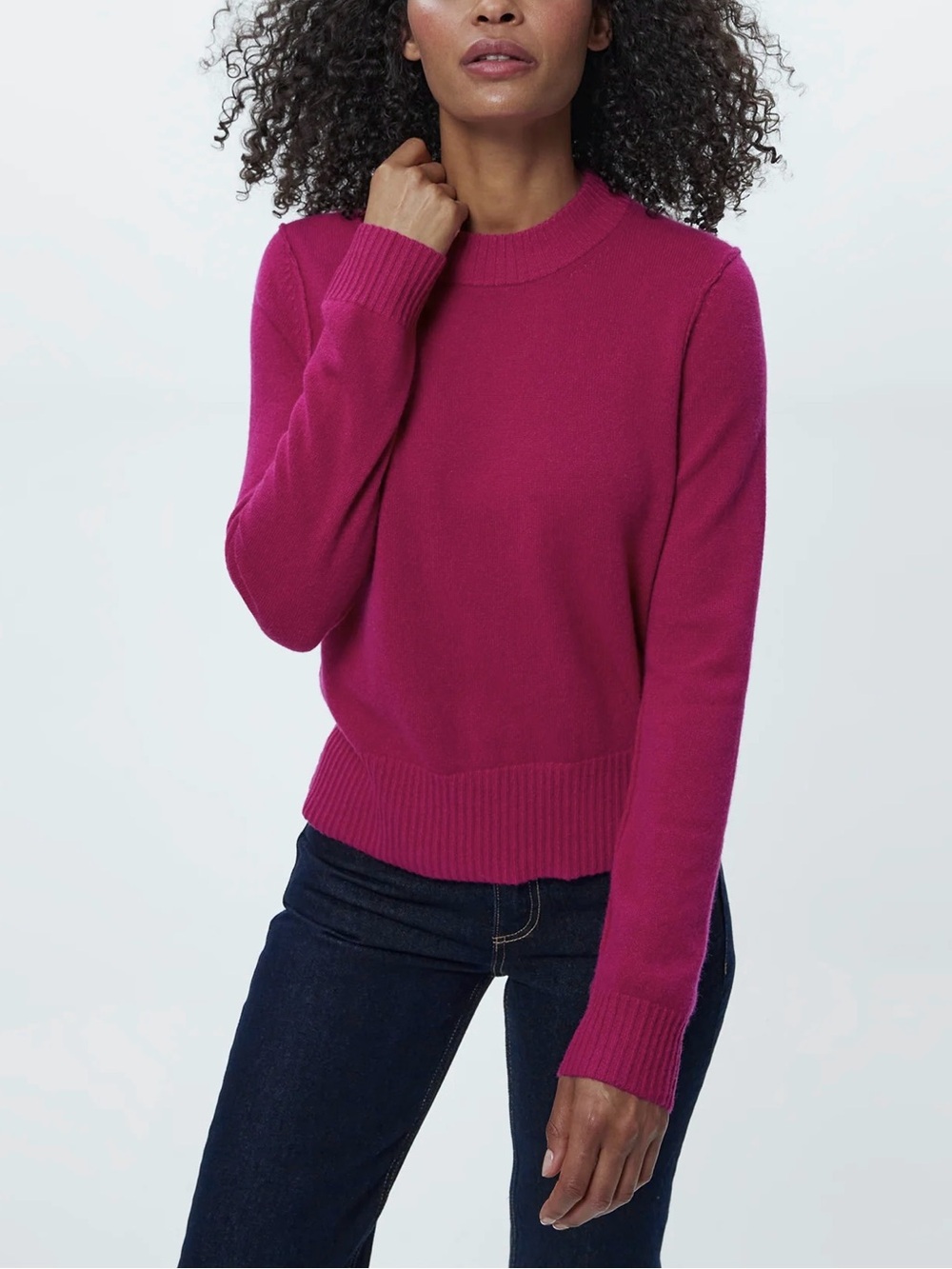 Michael Stars Pink Sophie 100% Cashmere Crewneck Sweater S | Fuchsia Magenta